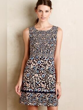 Anthropologie Maeve Brindille Sheath Dress Size 14 With Pockets